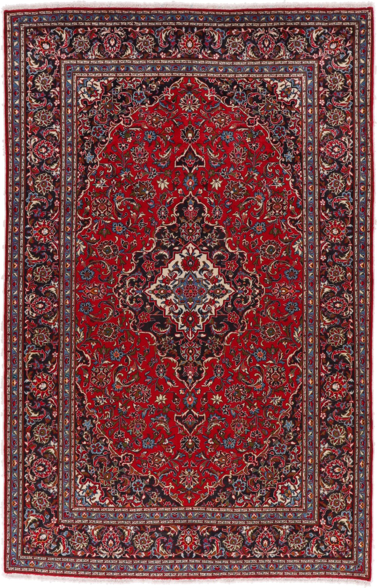 Perserteppich Kashan 204 x 317 cm Schurwolle-Seide handgeknüpft