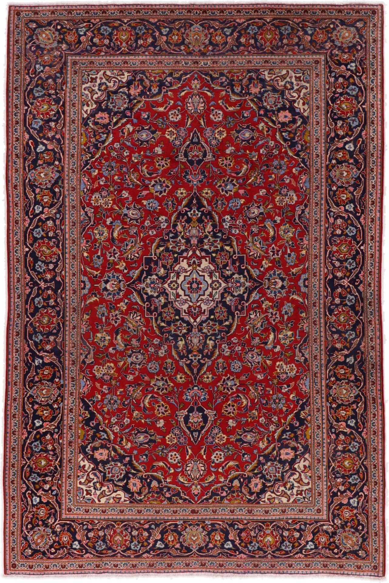 Perserteppich Kashan 204 x 307 cm Schurwolle handgeknüpft