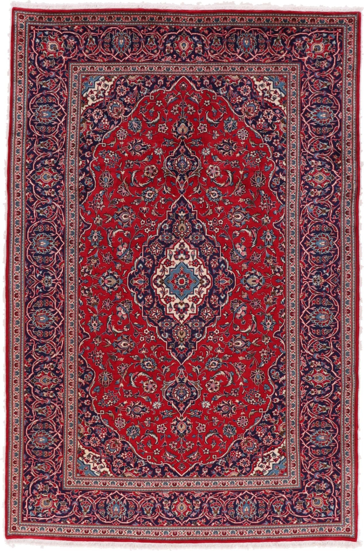 Perserteppich Kashan 200 x 301 cm Schurwolle handgeknüpft
