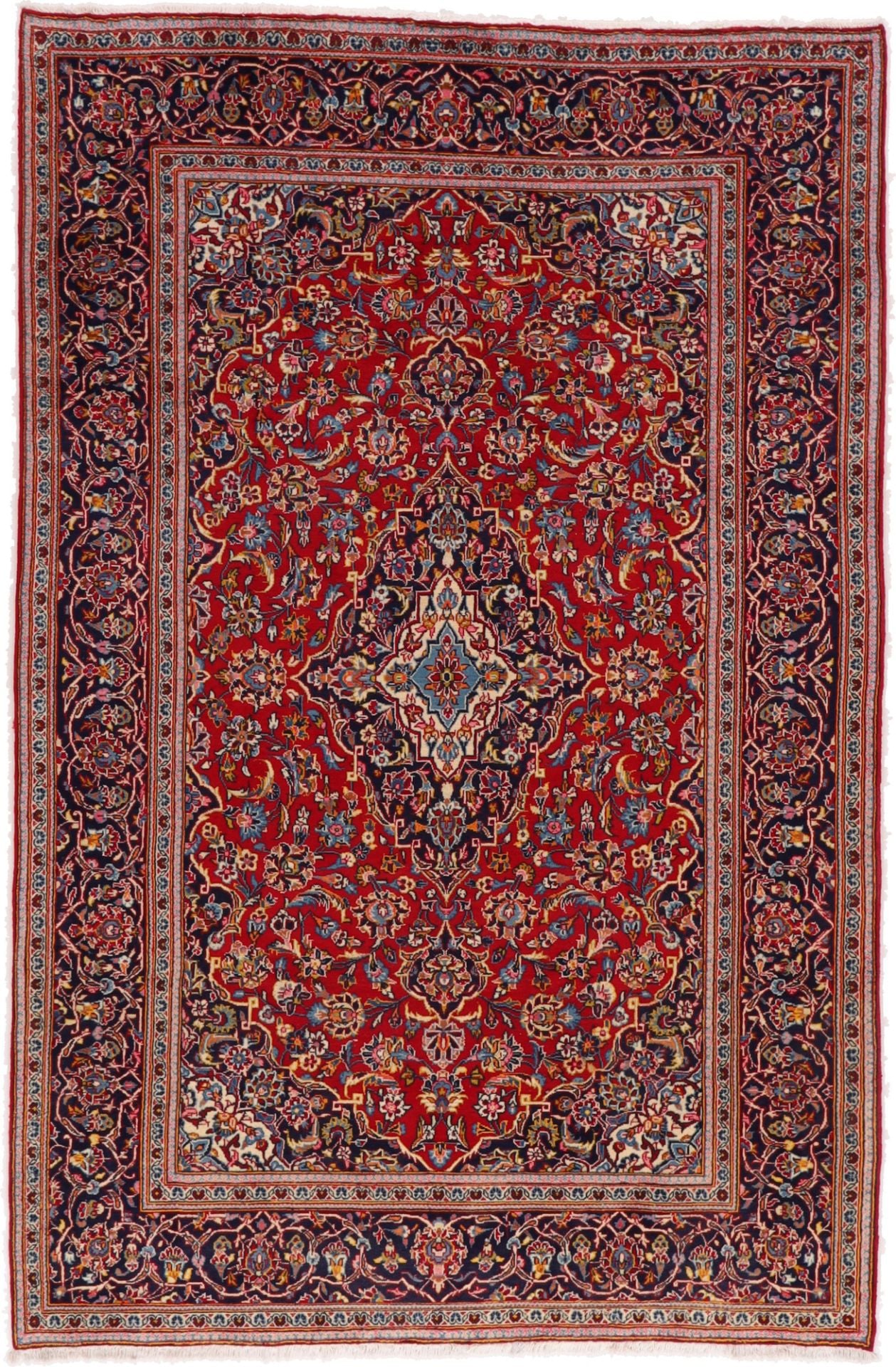 Perserteppich Kashan 198 x 300 cm Schurwolle Seide handgeknüpft