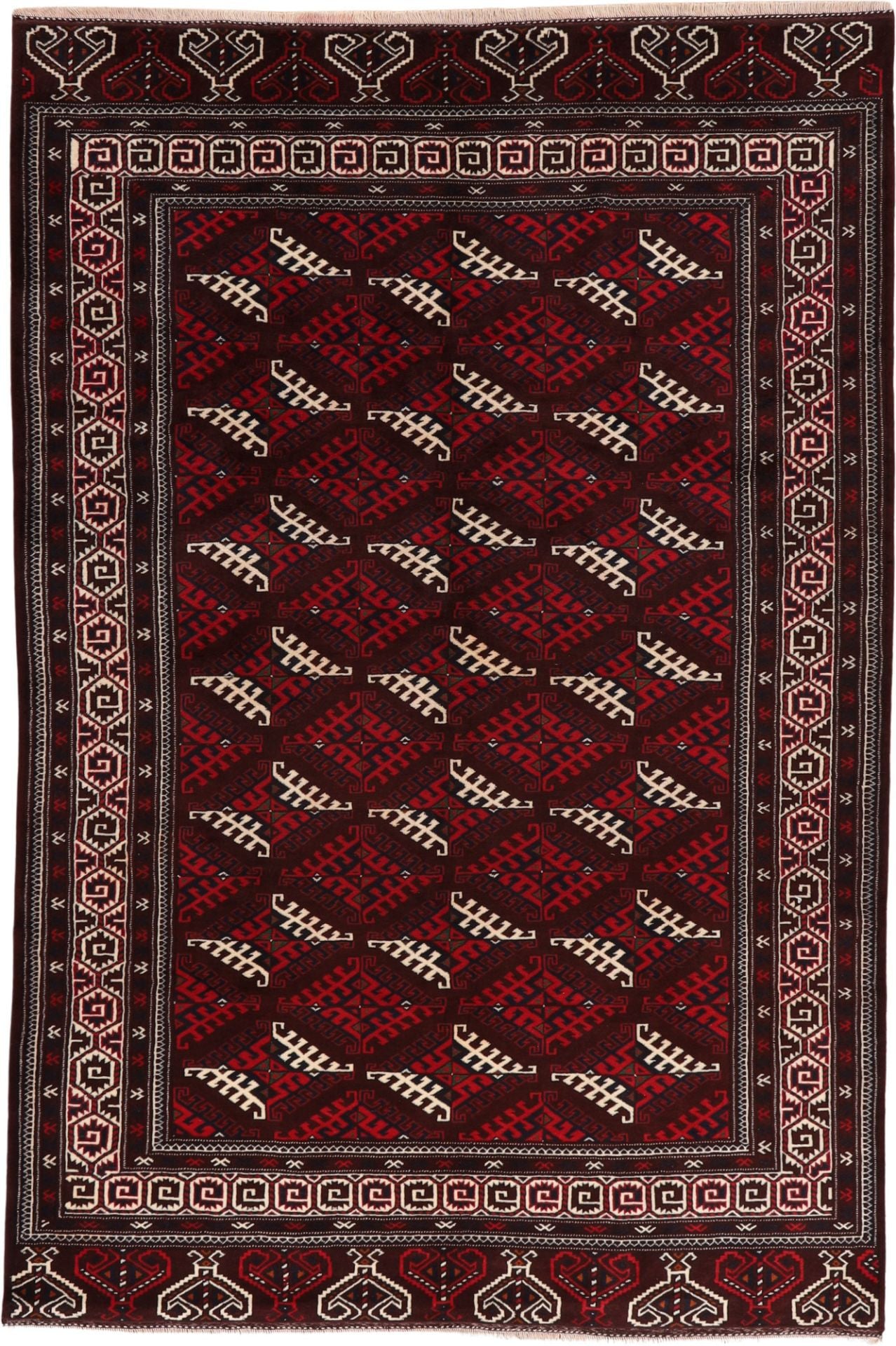 Perserteppich Turkmen 235 x 365 cm Schurwolle handgeknüpft