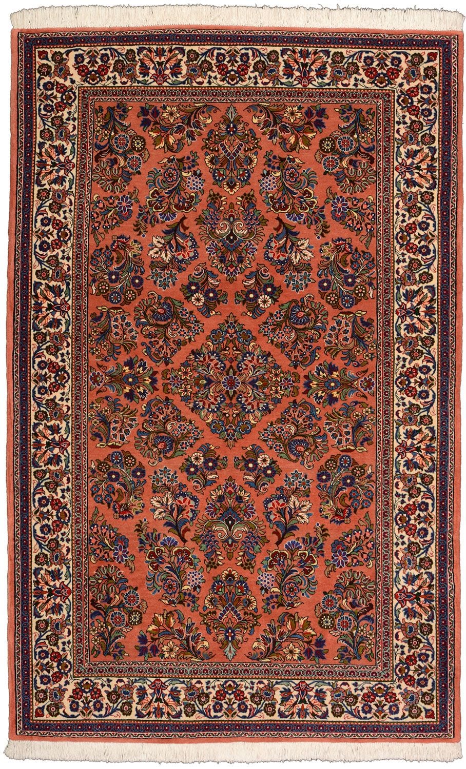 Perserteppich Sarough 132 x 207 cm Schurwolle handgeknüpft antik
