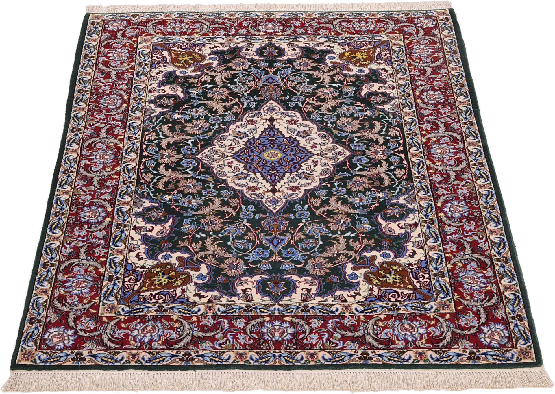 Perserteppich Isfahan 115 x 165 cm Schurwolle Seide handgeknüpft