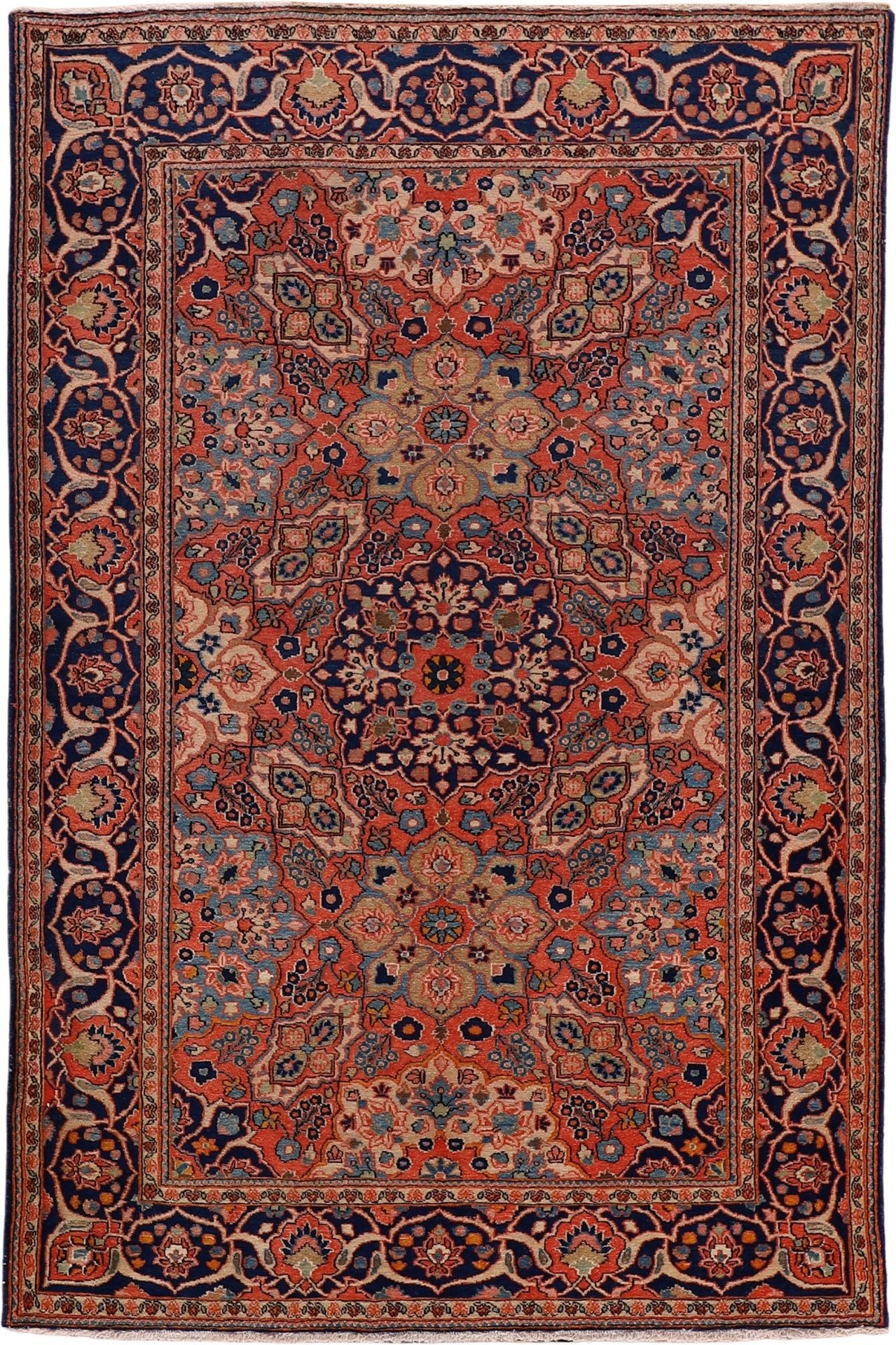 Perserteppich Sarough 130 x 197 cm Schurwolle handgeknüpft antik