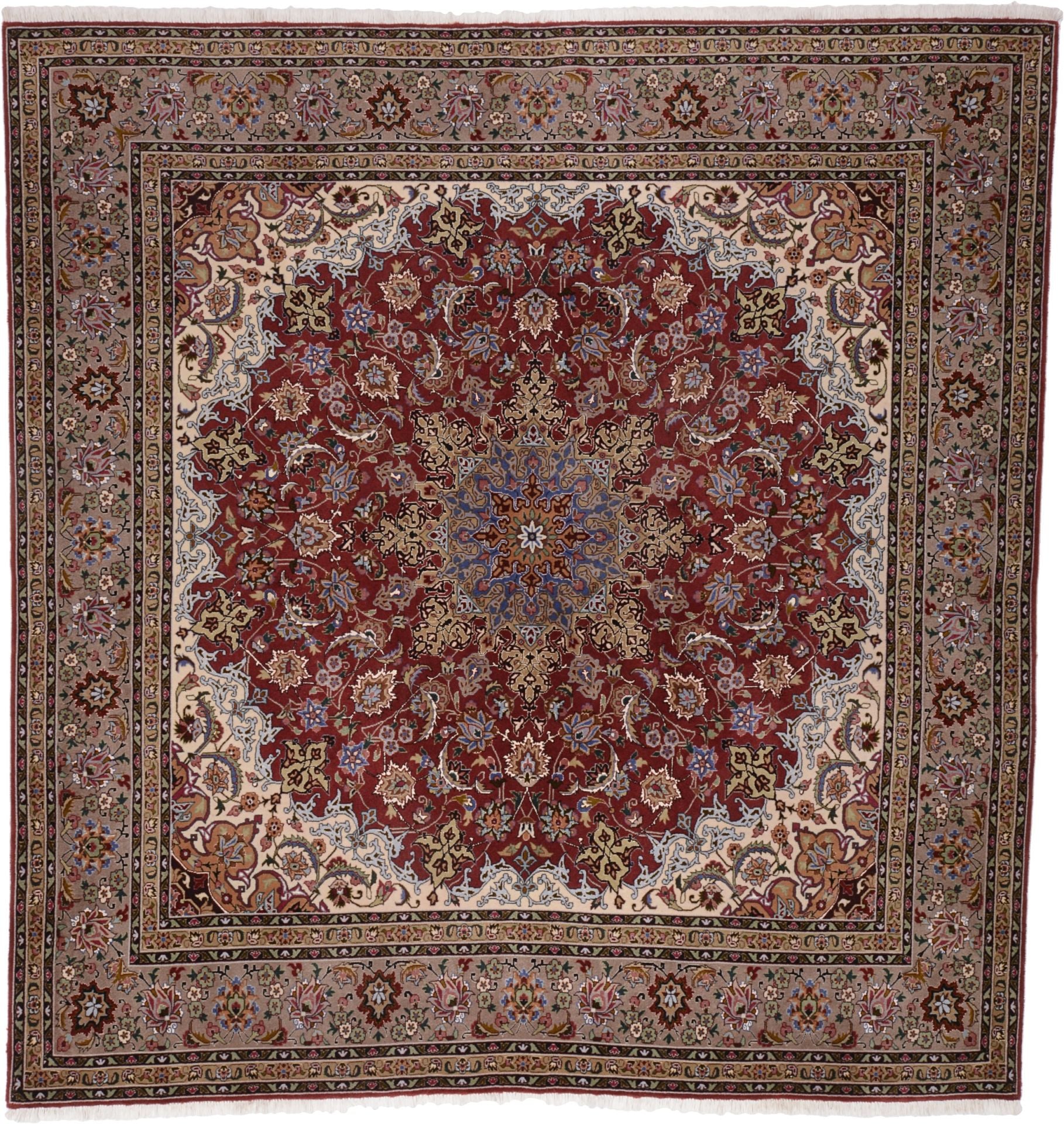Perserteppich Täbriz 200 x 207 cm Schurwolle-Seide handgeknüpft