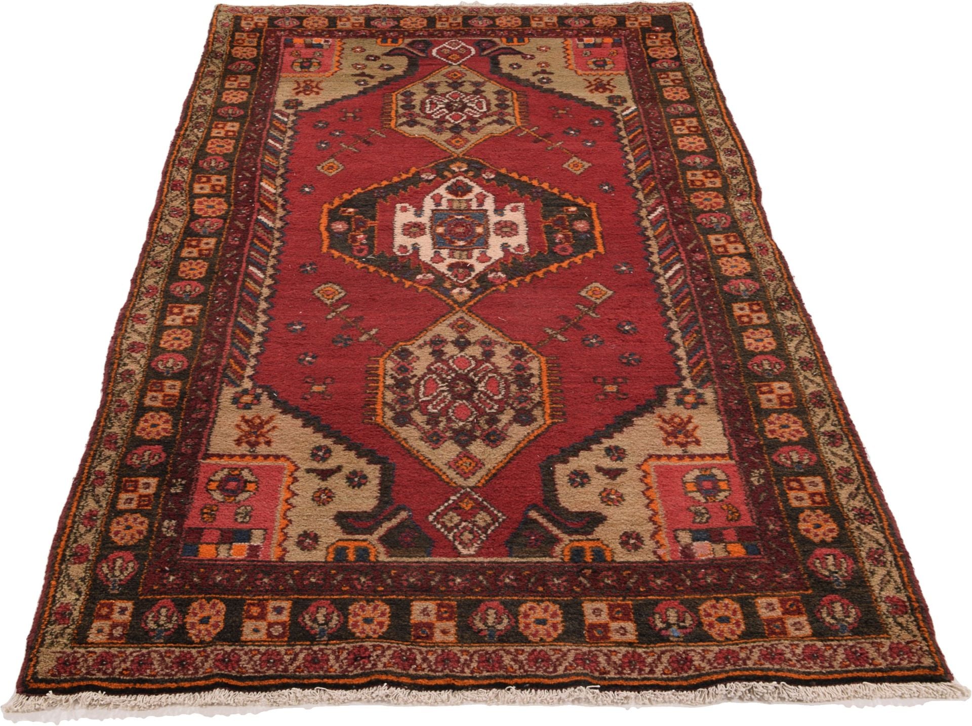 Perserteppich Hamadan 130 x 260 cm Schurwolle handgeknüpft Herati