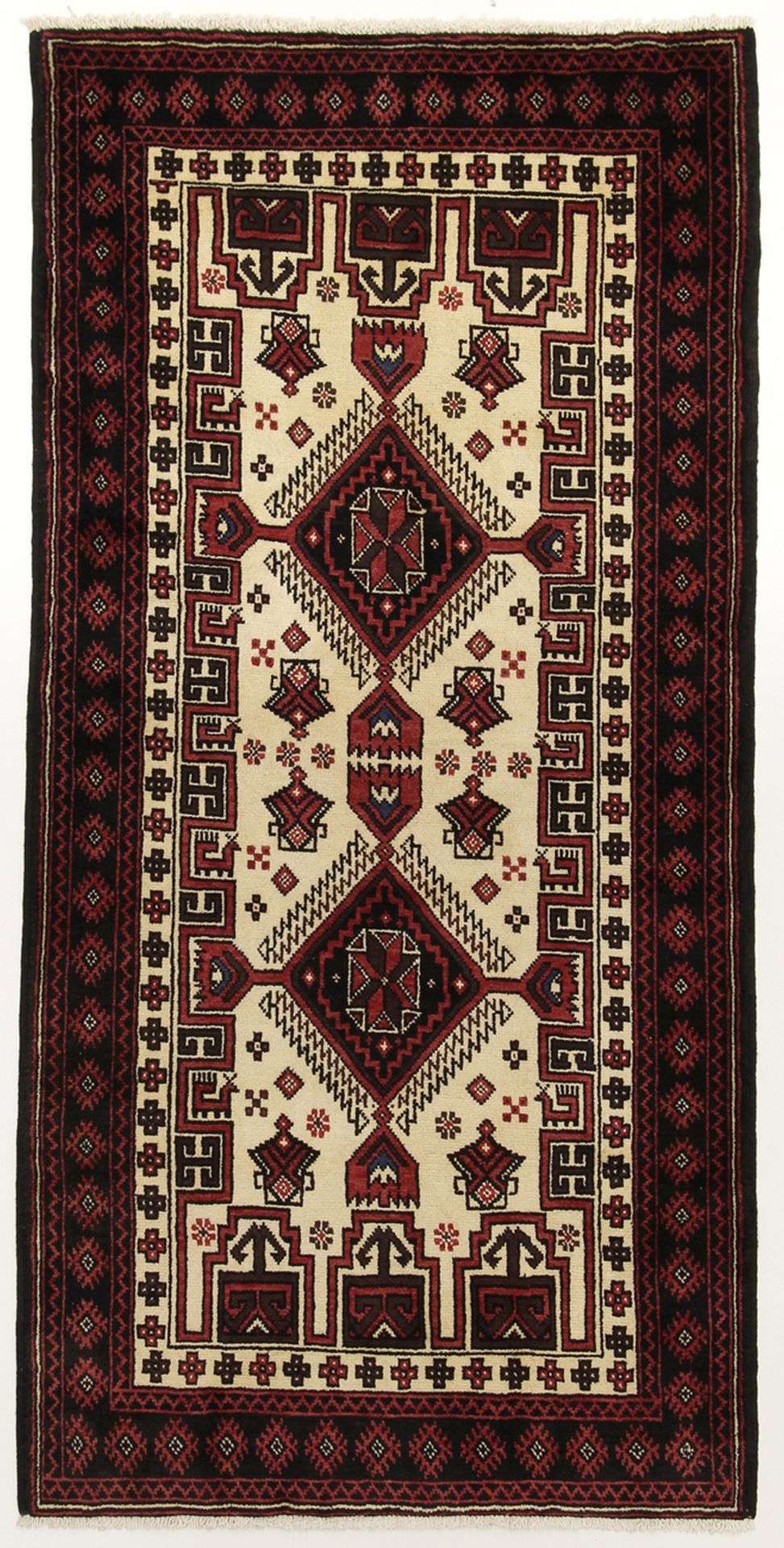 Perserteppich Belutsch 98 x 205 cm Schurwolle handgeknüpft rot