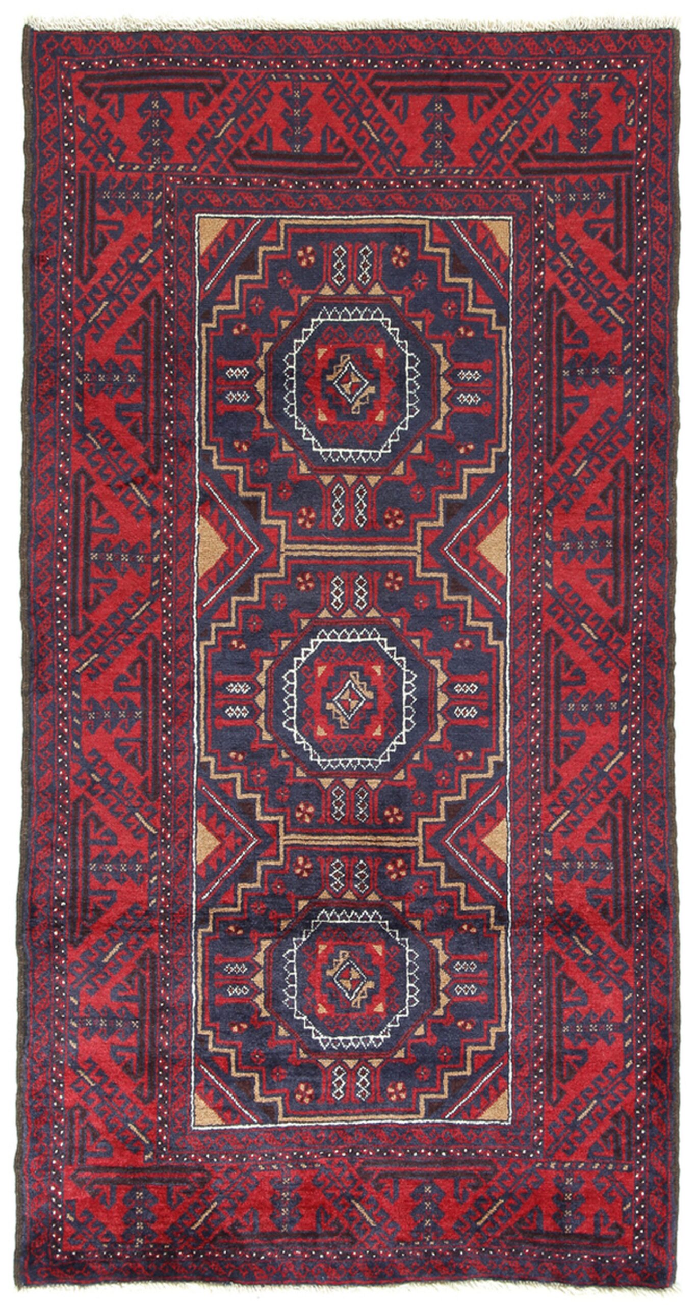 Perserteppich Belutsch 92 x 177 cm Schurwolle handgeknüpft rot