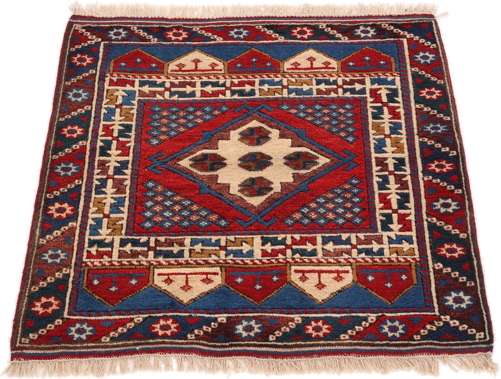 Perserteppich Kars 91 x 96 cm Schurwolle handgeknüpft Naturfarben