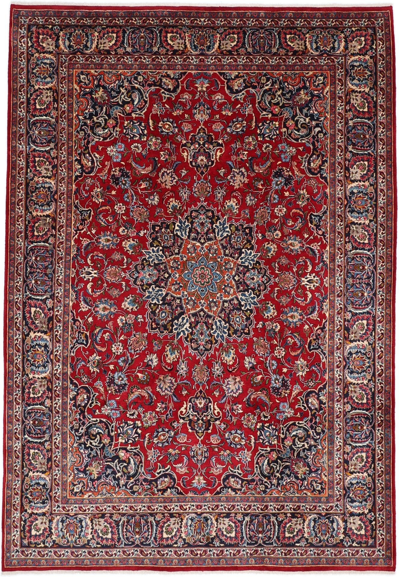 Perserteppich Mashad 245 x 356 cm Schurwolle handgeknüpft floral