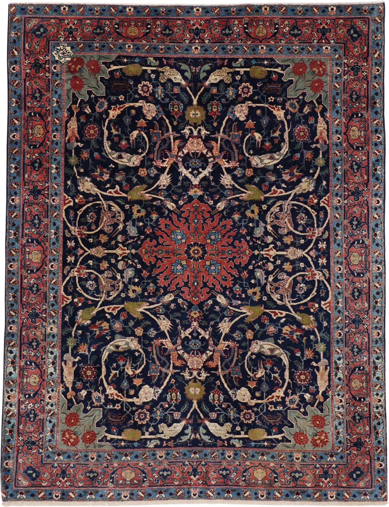 Perserteppich Täbriz 203 x 263 cm Schurwolle-Seide handgeknüpft