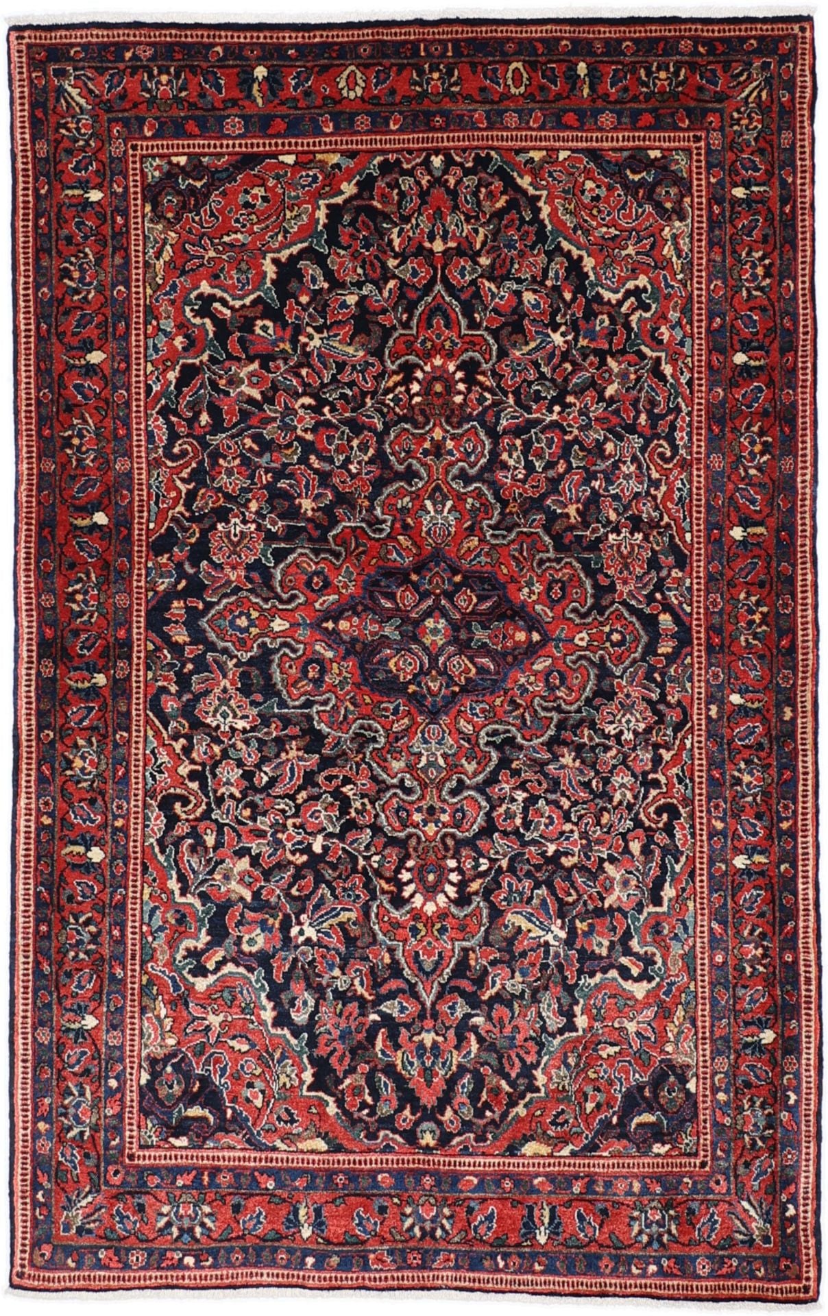 Perserteppich Sarough 130 x 208 cm Schurwolle handgeknüpft antik