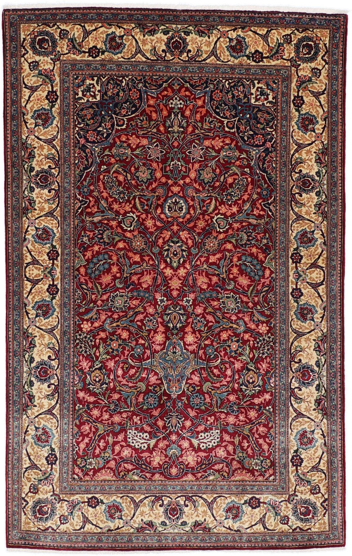 Perserteppich Kashan 137 x 218 cm Schurwolle handgeknüpft antik