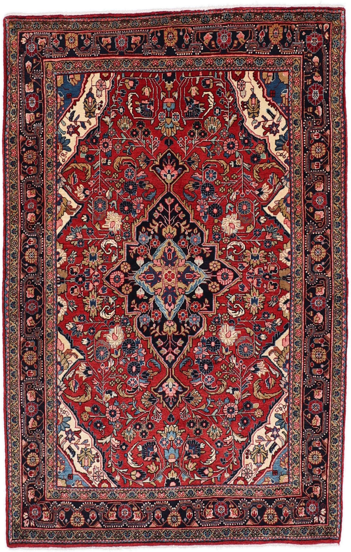 Perserteppich Djosan 138 x 215 cm Schurwolle handgeknüpft antik