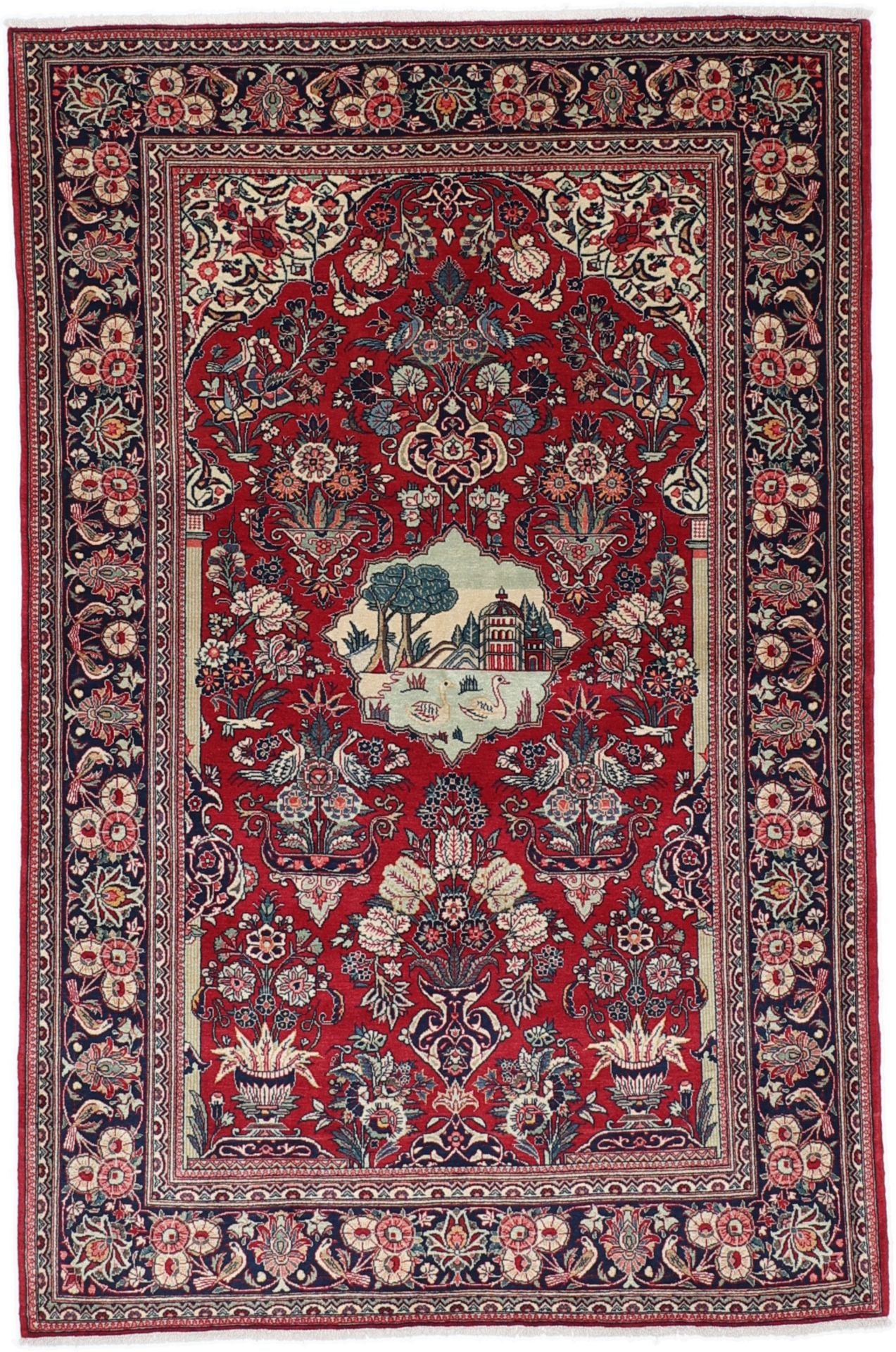 Perserteppich Kashan 135 x 205 cm Schurwolle handgeknüpft