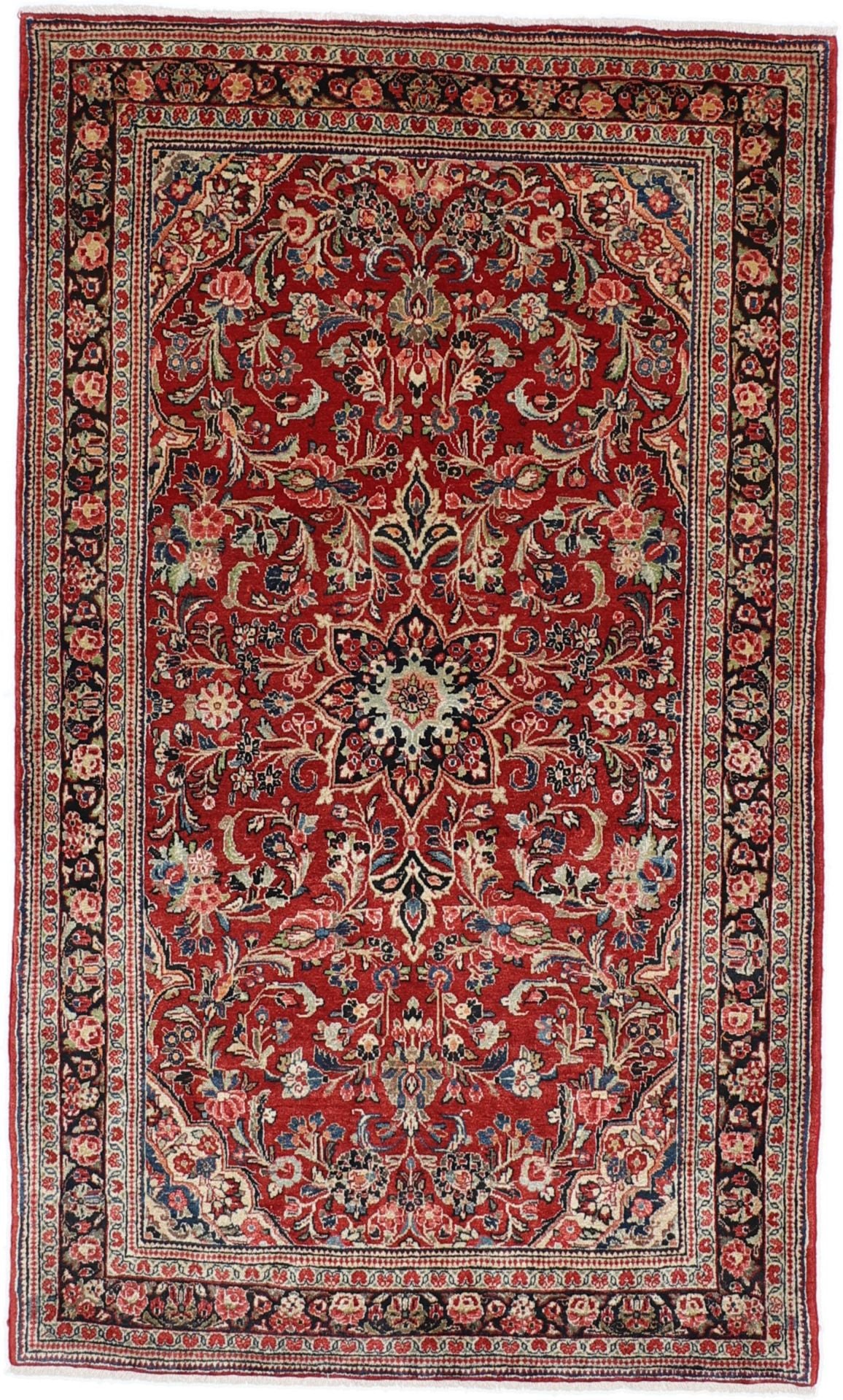 Perserteppich Sarough 132 x 220 cm Schurwolle handgeknüpft antik