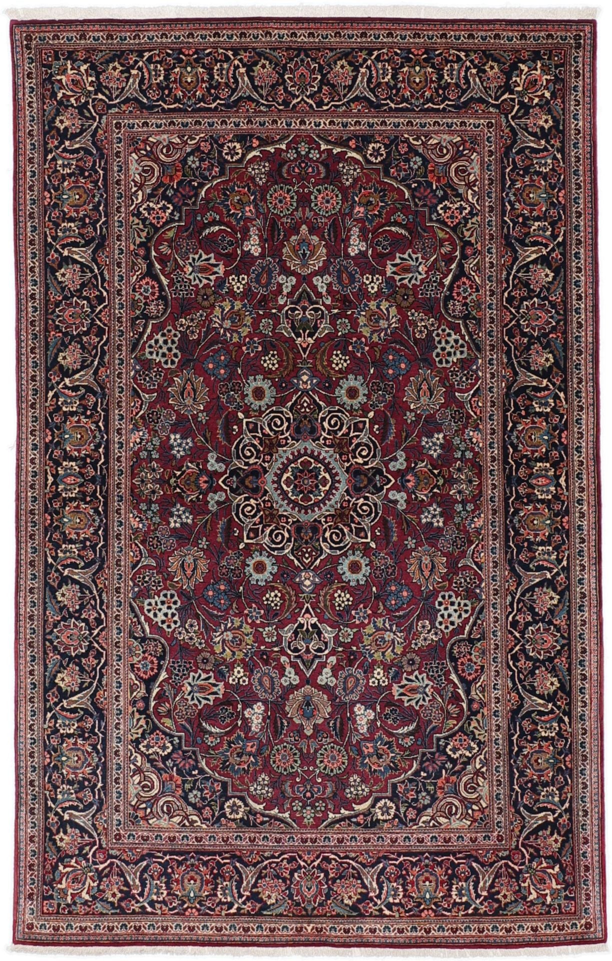 Perserteppich Kashan 133 x 210 cm Schurwolle handgeknüpft antik
