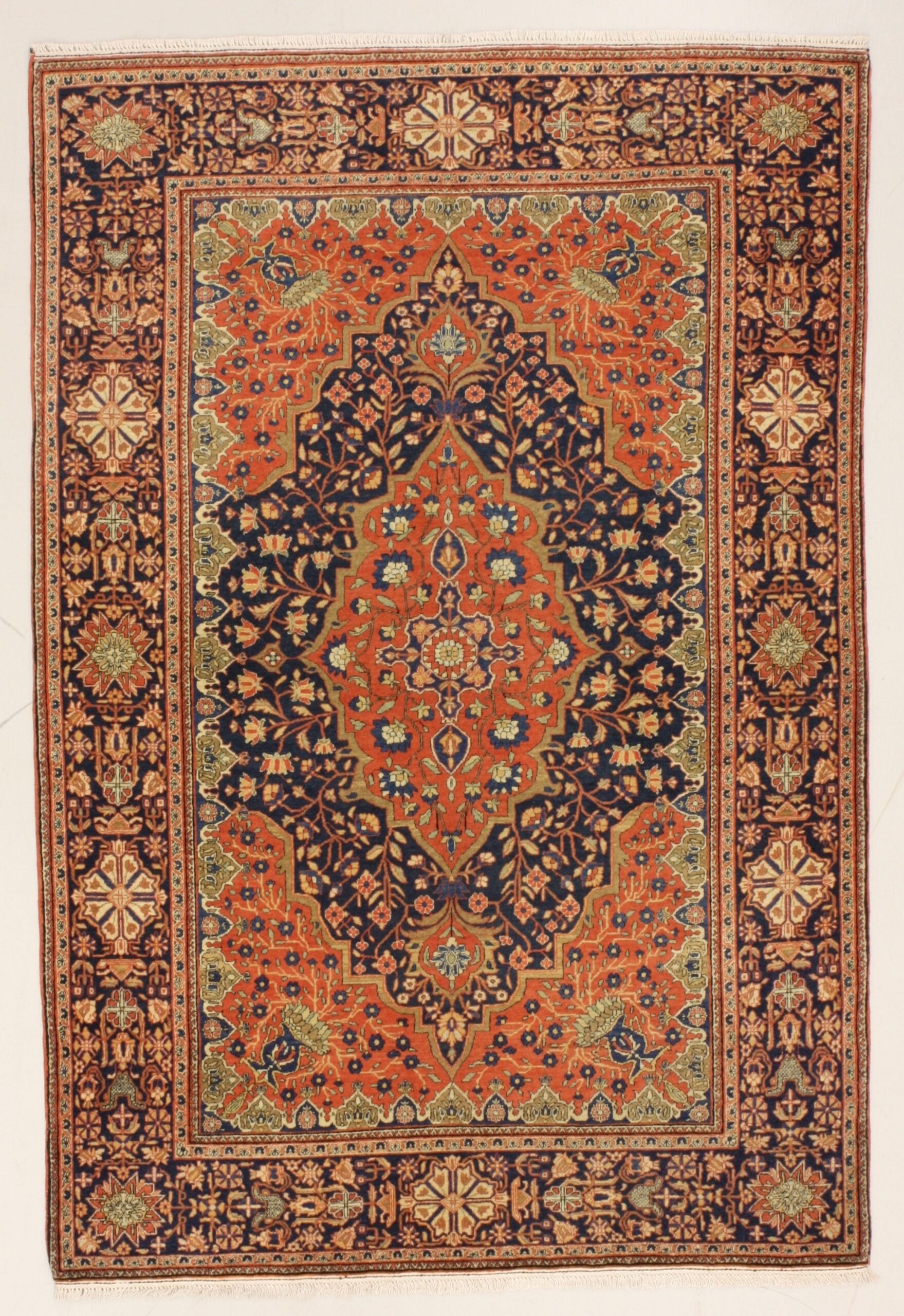 Perserteppich Kashan 137 x 195 cm Schurwolle handgeknüpft