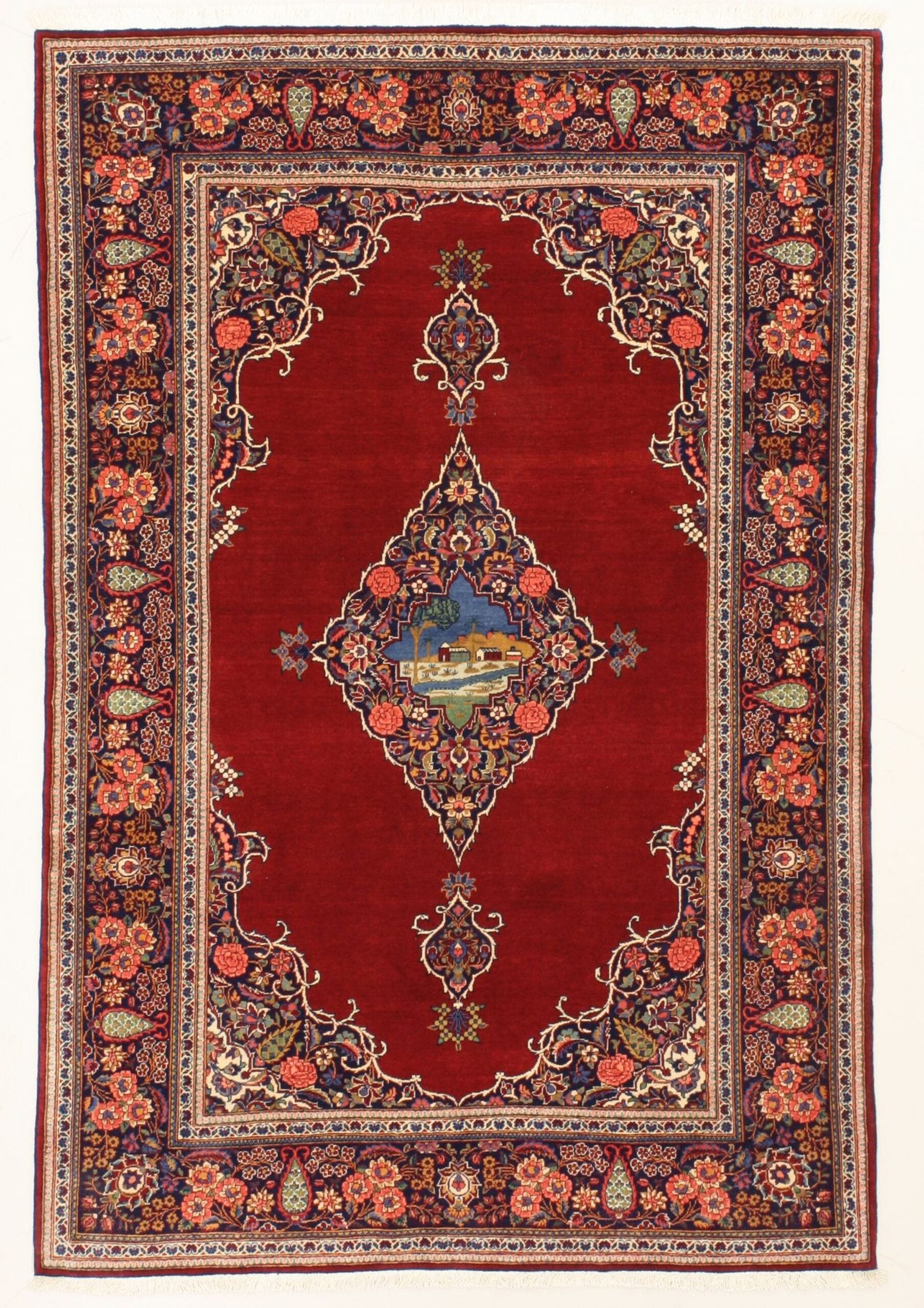Perserteppich Kashan 130 x 196 cm Schurwolle handgeknüpft