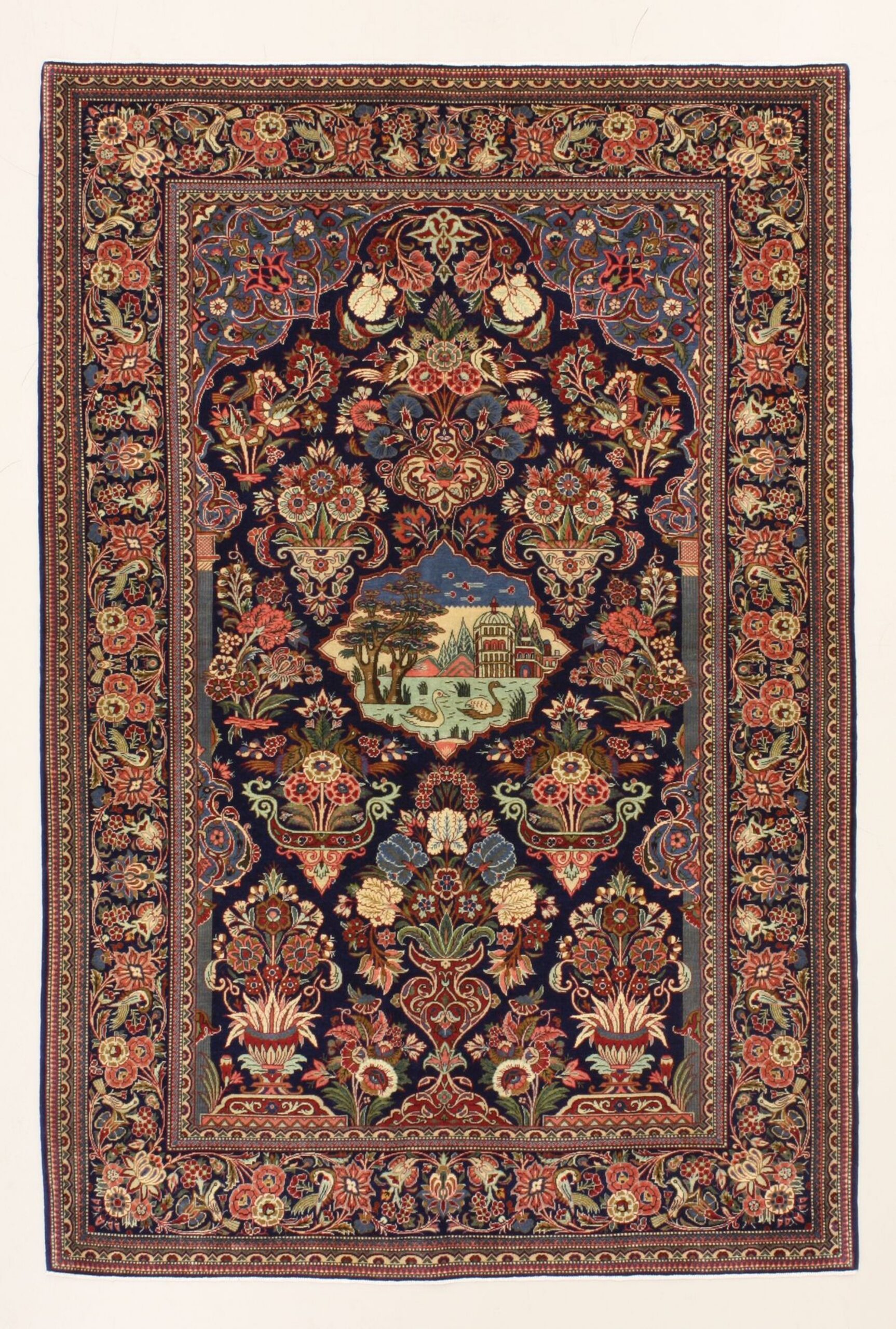 Perserteppich Kashan 137 x 205 cm Schurwolle handgeknüpft