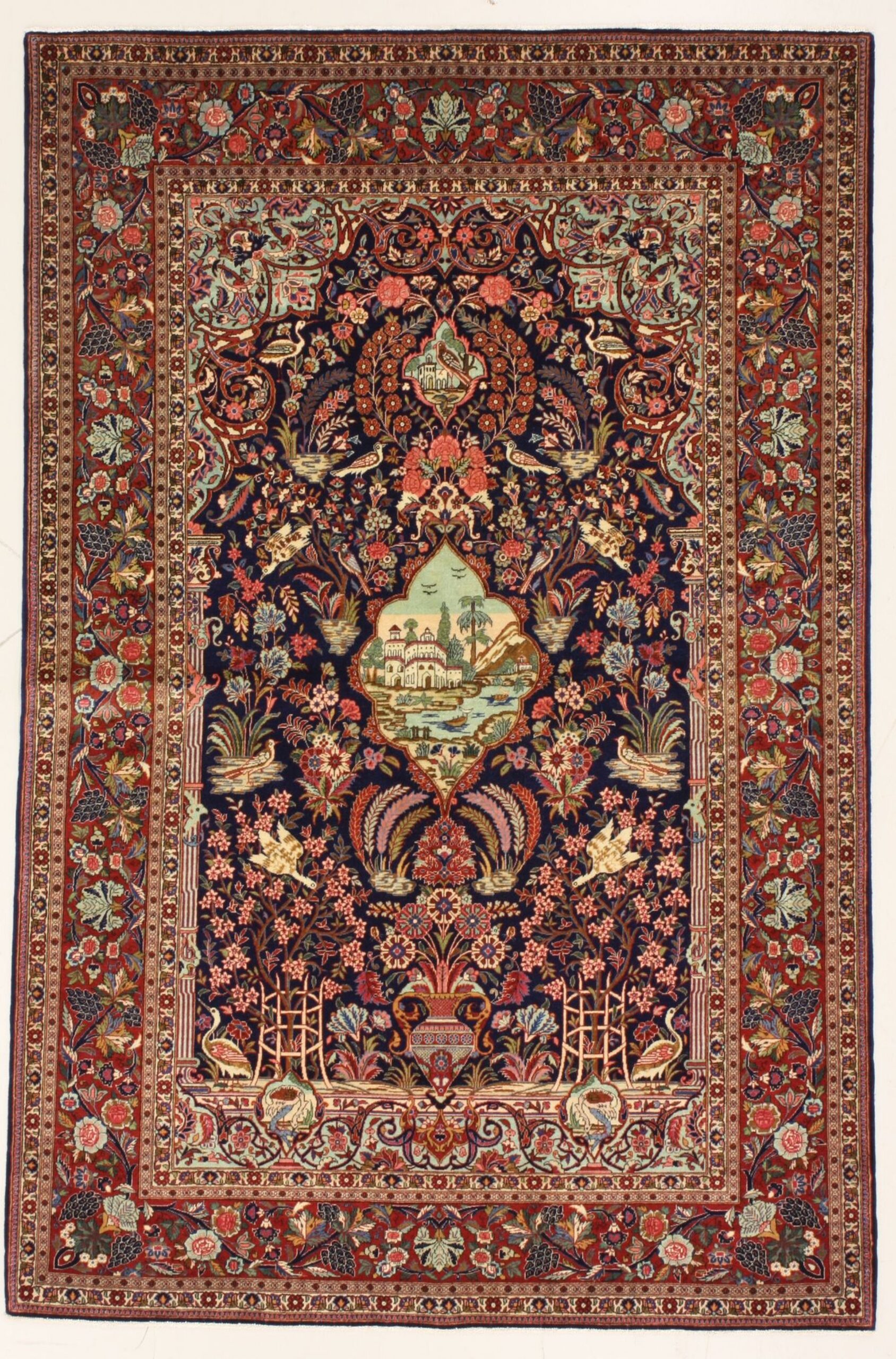 Perserteppich Kashan 135 x 207 cm Schurwolle handgeknüpft robust