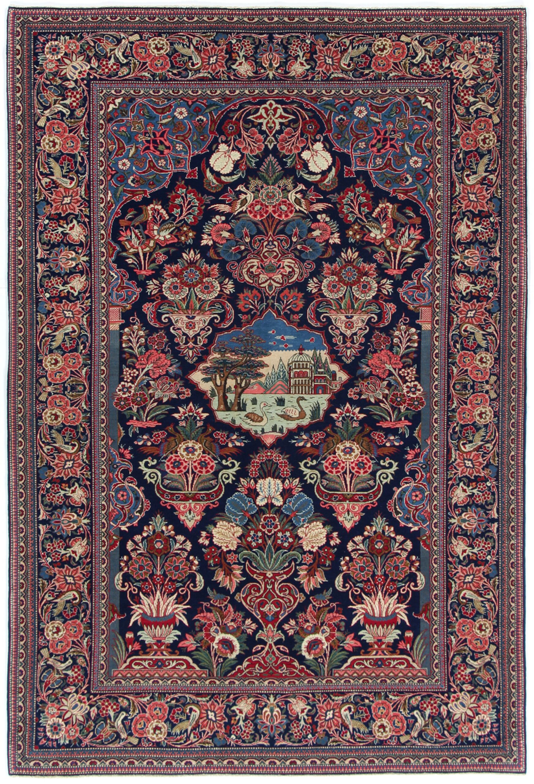 Perserteppich Kashan 135 x 205 cm Schurwolle handgeknüpft