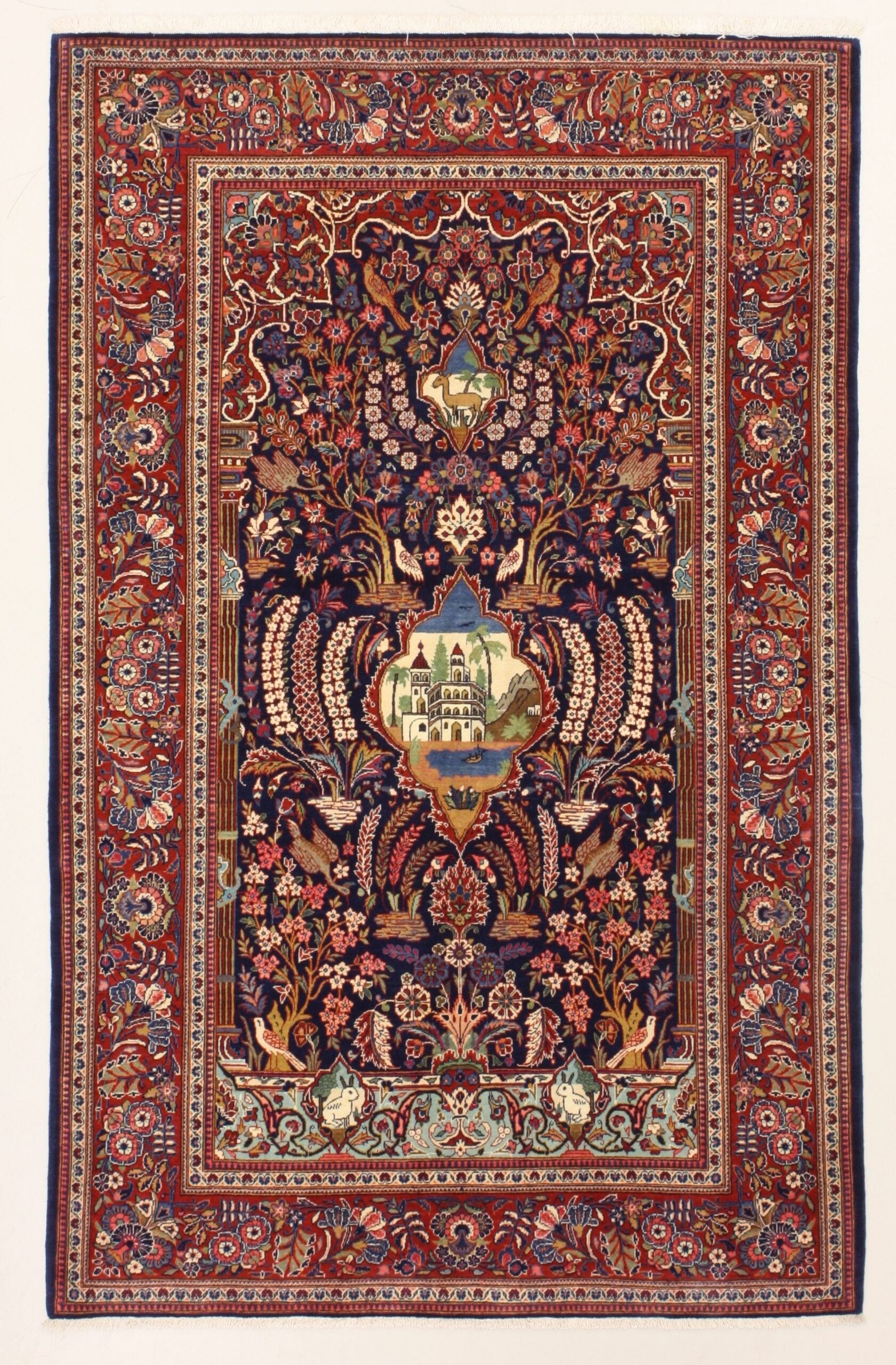 Perserteppich Kashan 133 x 210 cm Schurwolle handgeknüpft