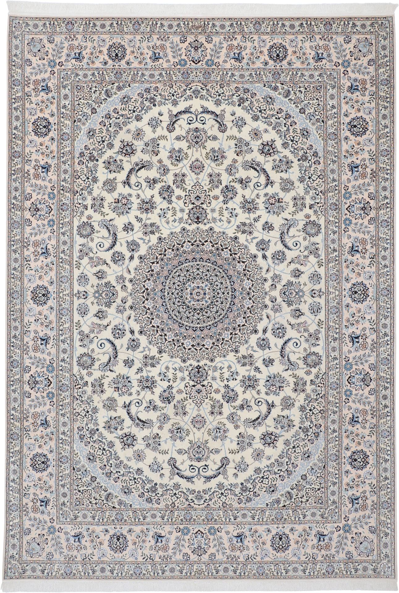 Perserteppich Nain 210 x 300 cm Schurwolle und Seide handgeknüpft