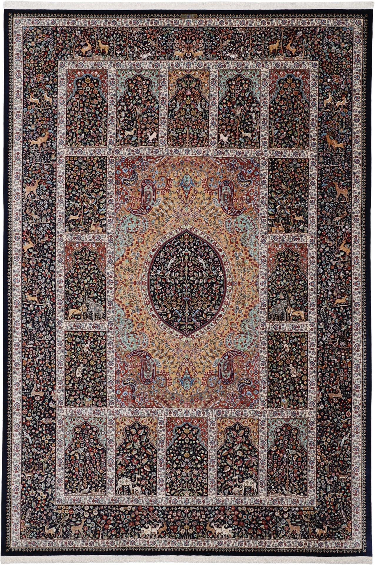 Perserteppich Ghom 209 x 308 cm Seide handgeknüpft exklusiv