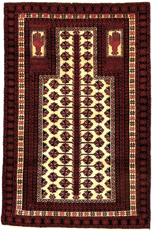 Perserteppich Belutsch 148 x 97 cm Wolle handgeknüpft rot-orange