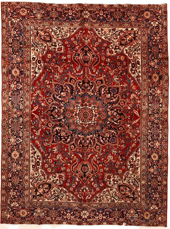 Perserteppich Heriz 418 x 313 cm Wolle handgeknüpft Rot-Orange