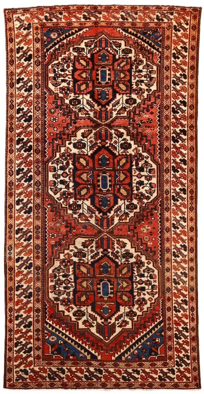 Perserteppich Hamadan 311 x 157 cm Wolle handgeknüpft Rot-Orange