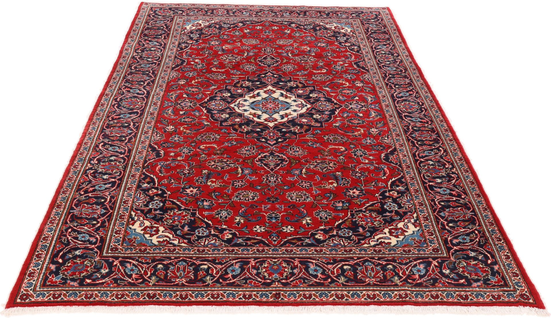 Perserteppich Kashan 195 x 301 cm Schurwolle handgeknüpft