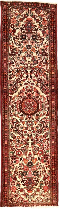 Perserteppich 282 x 75 cm Wolle handgeknüpft Rot-Orange