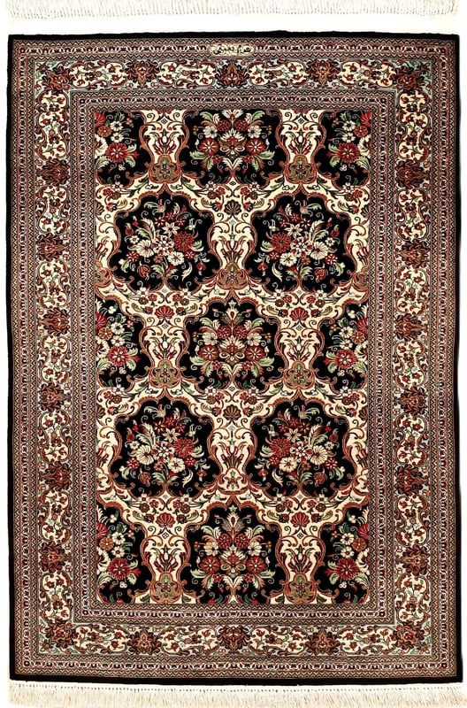 Perserteppich Ghom 114 x 80 cm Seide handgeknüpft Rot Orange
