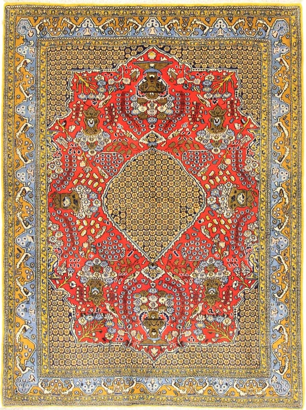 Perserteppich 202 x 150 cm Wolle handgeknüpft Ghom