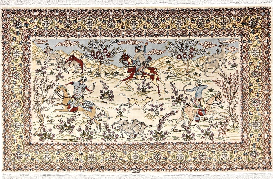 Orientteppich China 93 x 57 cm Seide handgeknüpft