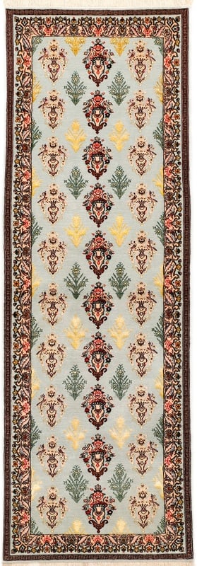 Perserteppich Isfahan 224 x 78 cm Wolle Seide handgeknüpft Läufer