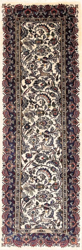 Perserteppich Kashmar 290 x 99 cm Schurwolle handgeknüpft Läufer
