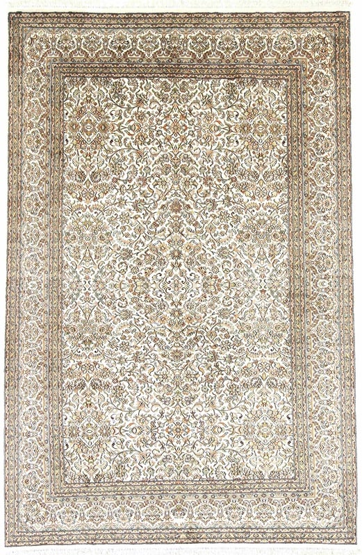 Orientteppich 259 x 169 cm Seide handgeknüpft Weiß-Beige