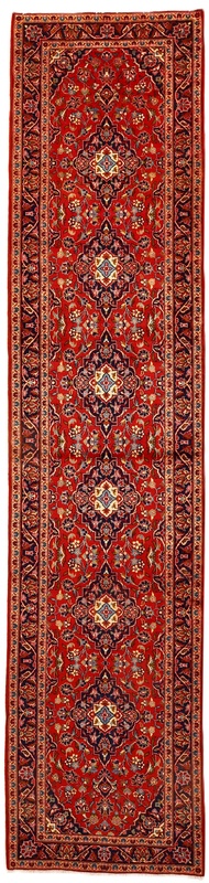 Perserteppich Kashan 425 x 95 cm Wolle handgeknüpft Läufer