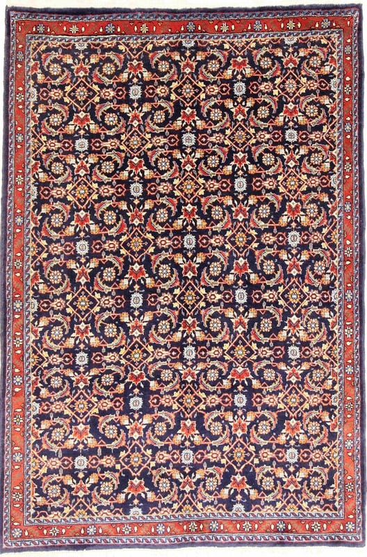 Perserteppich Persien 188 x 128 cm Wolle handgeknüpft rot-orange