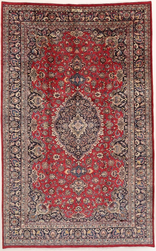 Perserteppich Mashad 479 x 295 cm Wolle handgeknüpft Rot-Orange