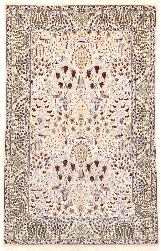 Perserteppich Nain 195 x 126 cm Wolle und Seide handgeknüpft