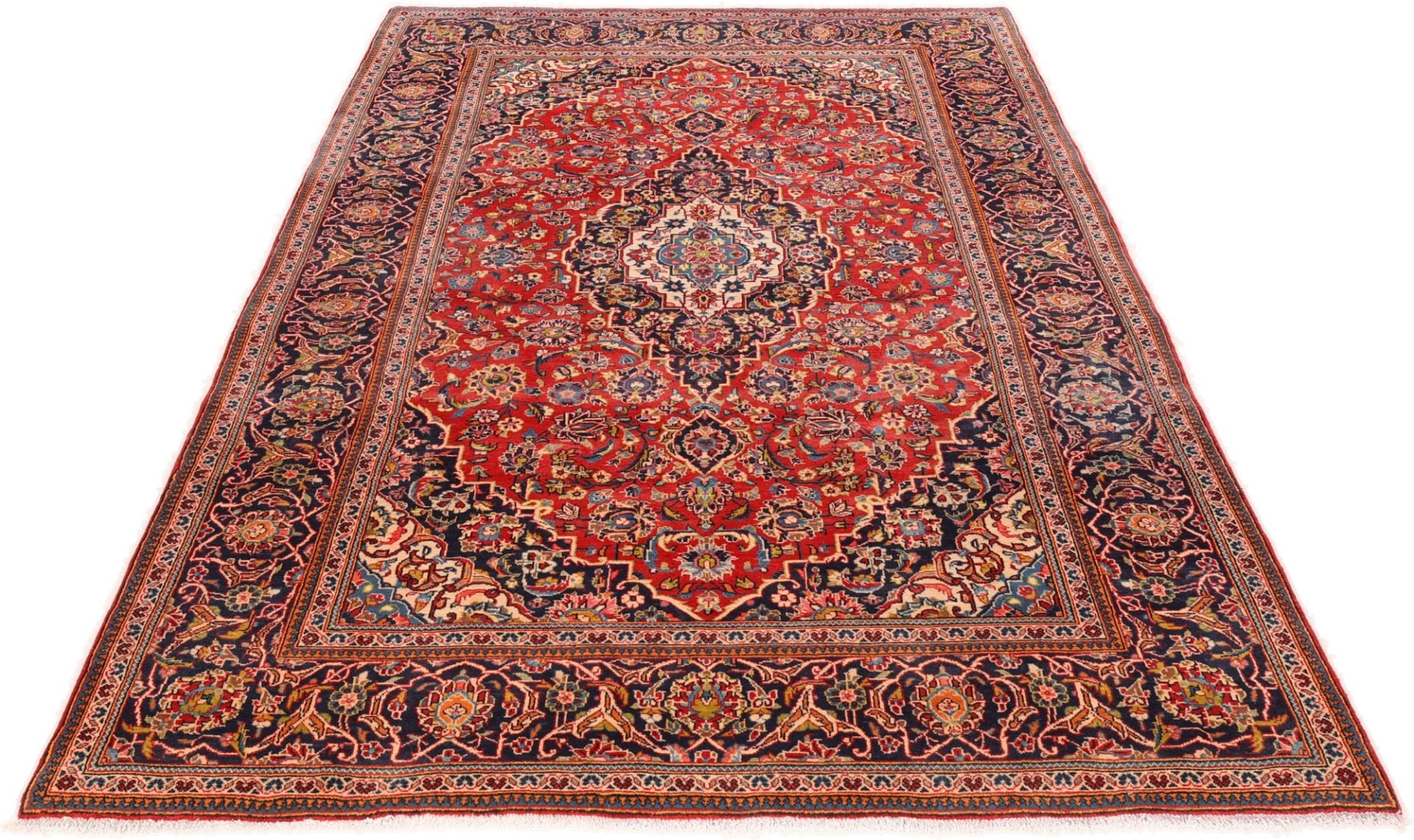 Perserteppich Kashan 196 x 321 cm Schurwolle handgeknüpft