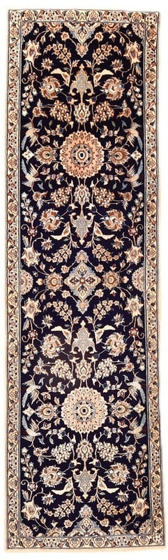 Perserteppich 195 x 58 cm Wolle und Seide handgeknüpft