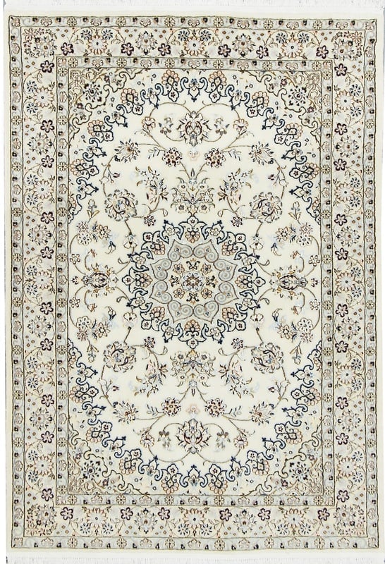 Perserteppich 143 x 101 cm Wolle und Seide handgetuftet