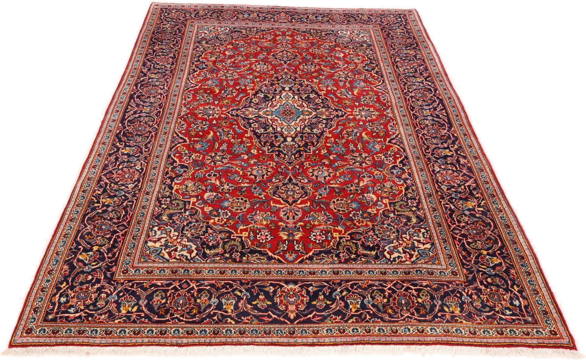 Perserteppich Kashan 198 x 300 cm Schurwolle Seide handgeknüpft