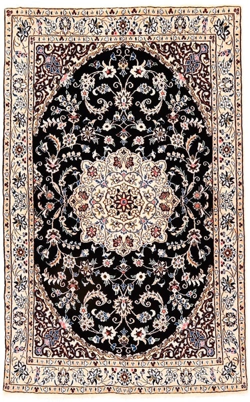 Perserteppich 156 x 98 cm Wolle und Seide handgeknüpft