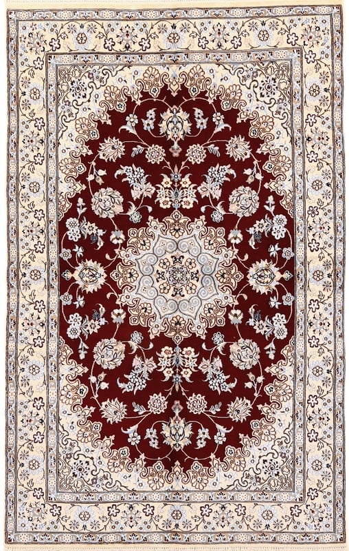 Perserteppich Nain 241 x 153 cm Wolle und Seide handgeknüpft